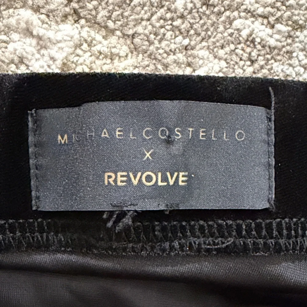 Michael Costello X Revolve Velvet Black Elegant Bell Bottom Ruched‎ Flare Pants